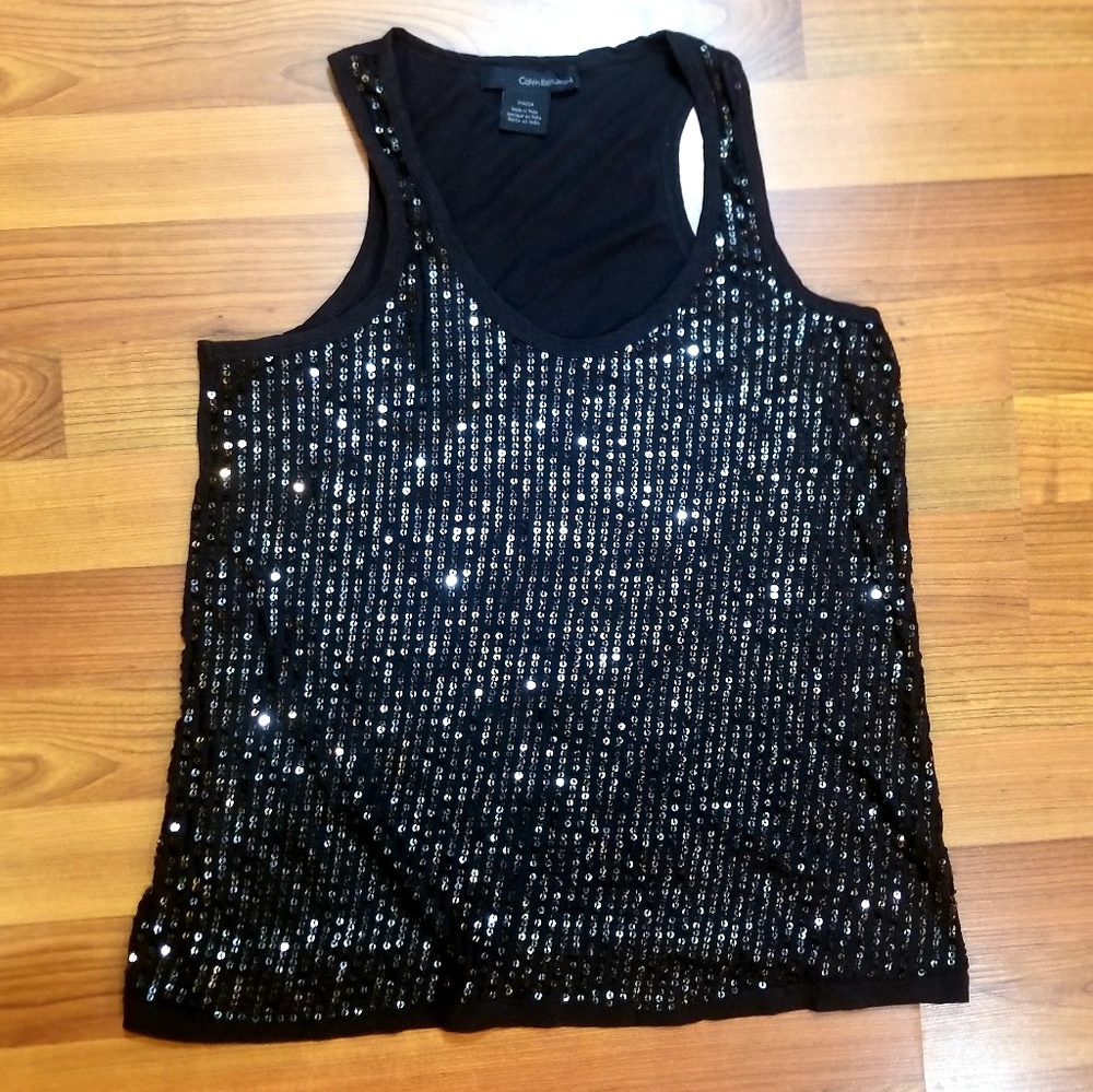 Calvin Klein black sequin front tank